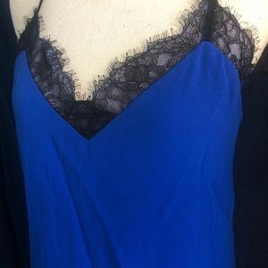 BCBG MAX AZRIA Blue Black Lace Dress New XXS